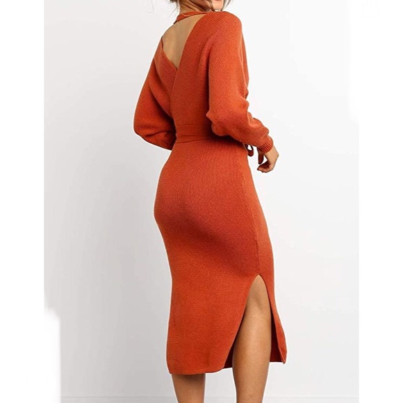 Women’s v-neck wrap midi dress - Picture 3 of 5
